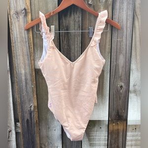 Boutique - Ralph Lauren - XS - Pastel Orange Striped One Piece Swimsuit